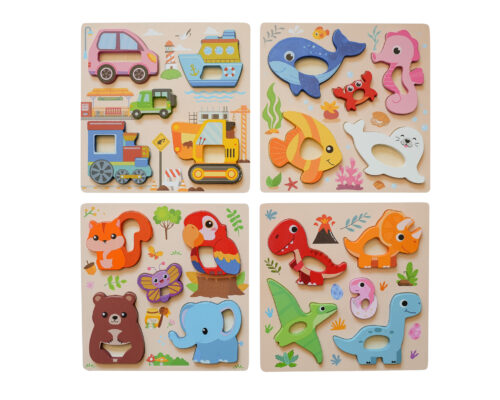 Houten Puzzelset 4 stuks voor Kinderen