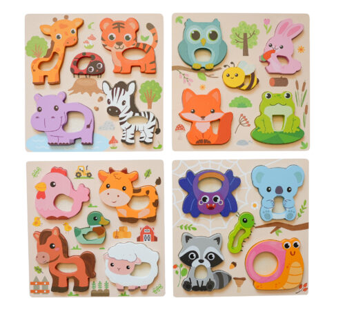 Houten Puzzelset 4 stuks voor Kinderen