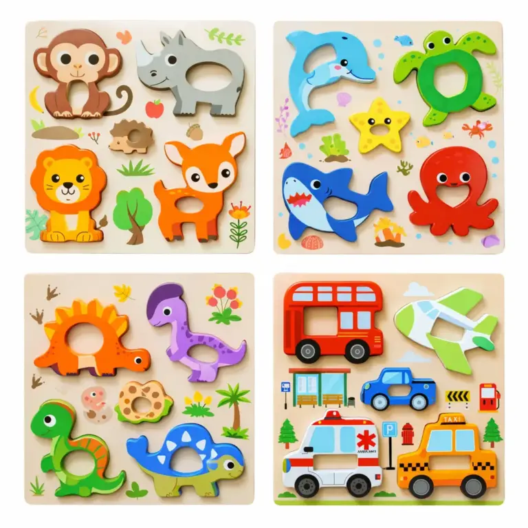 Houten Puzzelset 4 stuks voor Kinderen