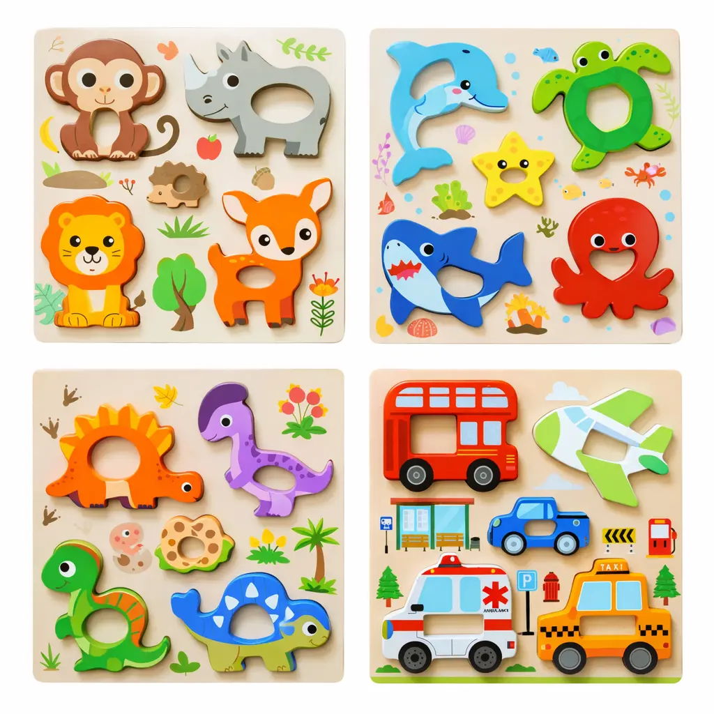 Houten Puzzelset 4 stuks voor Kinderen