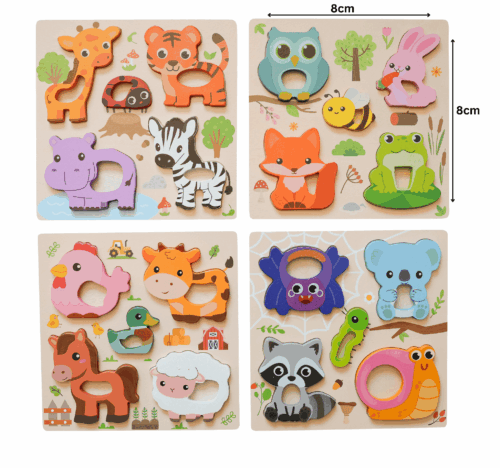 Houten Puzzelset 4 stuks voor Kinderen - Afbeelding 2