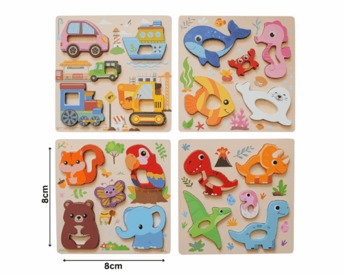 Houten Puzzelset 4 stuks voor Kinderen - Afbeelding 2