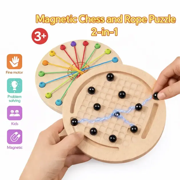 Magnetisch schaak- en touwpuzzel 2-in-1