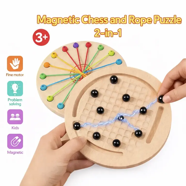 Magnetisch schaak- en touwpuzzel 2-in-1