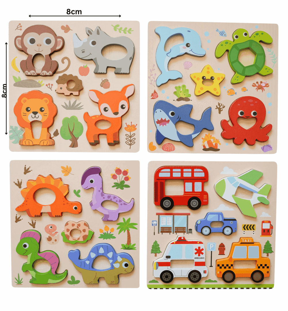 Houten Puzzelset 4 stuks voor Kinderen