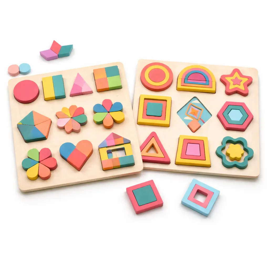 2-Delige Houten Vormpuzzel Set