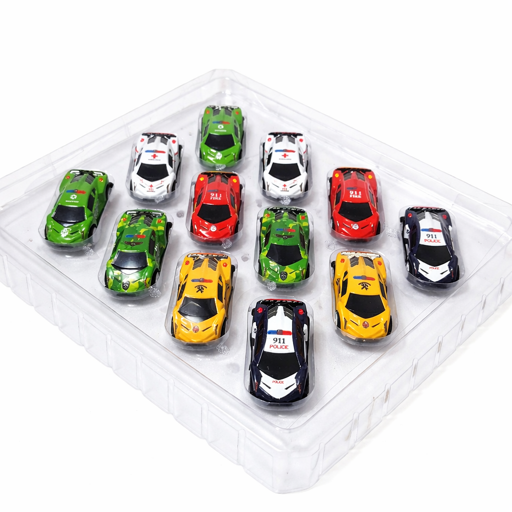 12x Metalen Pull-Back Auto’s