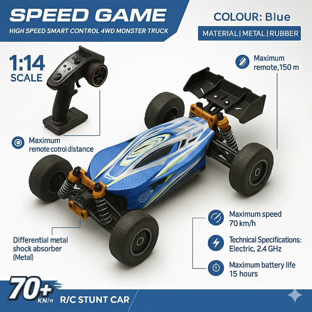 HUNTER Racing RC Auto-70 km/u blauw