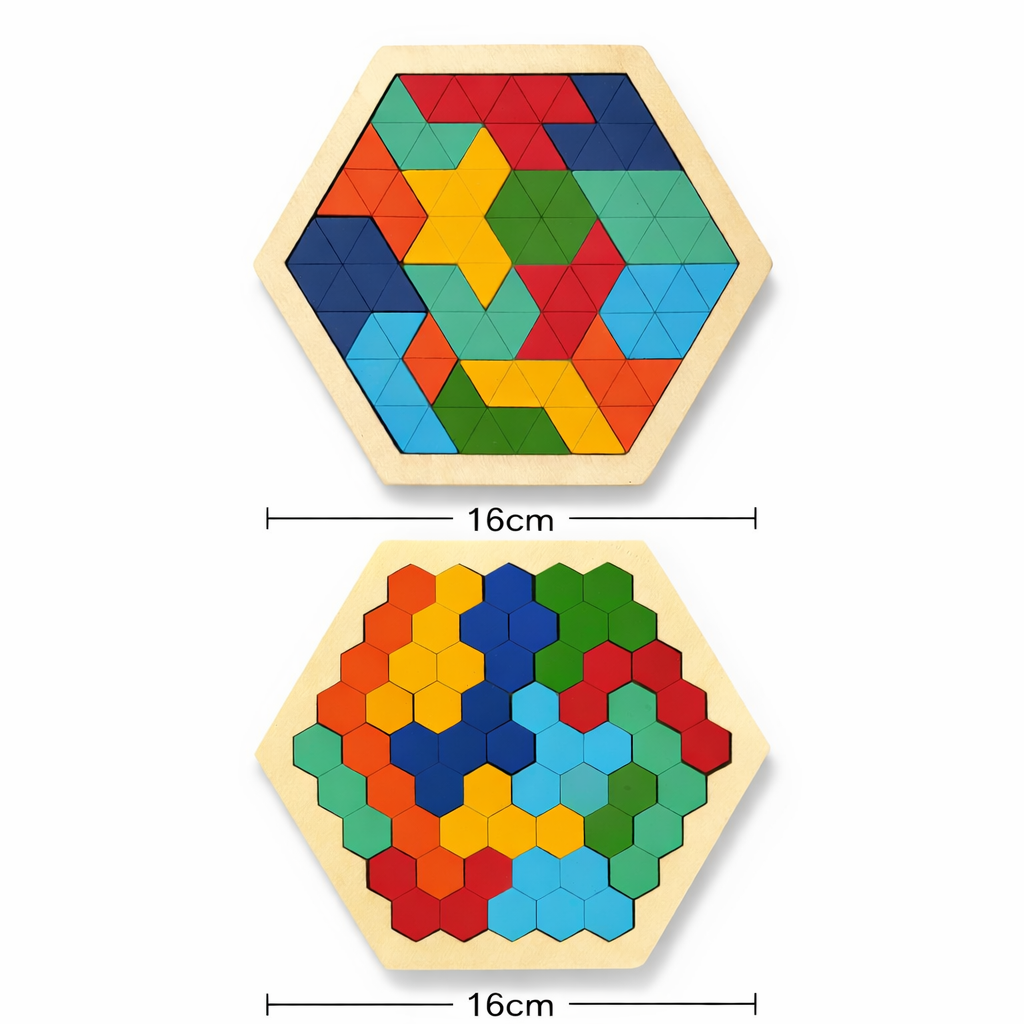 Houten Hexagon Puzzel Set van 2 - Afbeelding 3