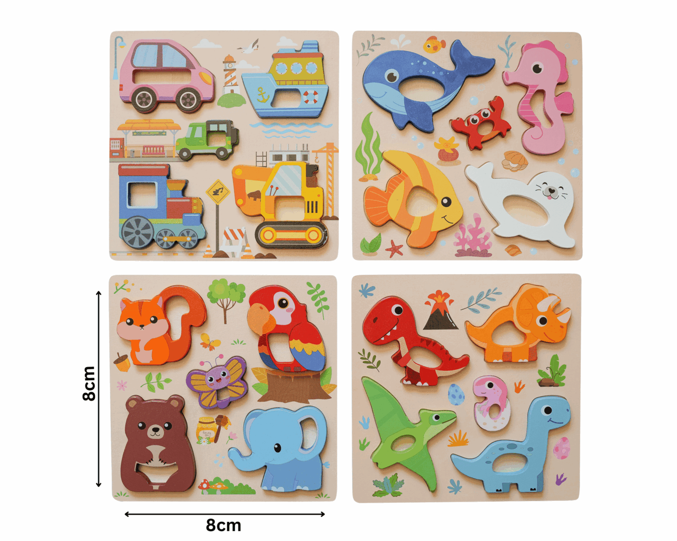 Houten Puzzelset 4 stuks voor Kinderen