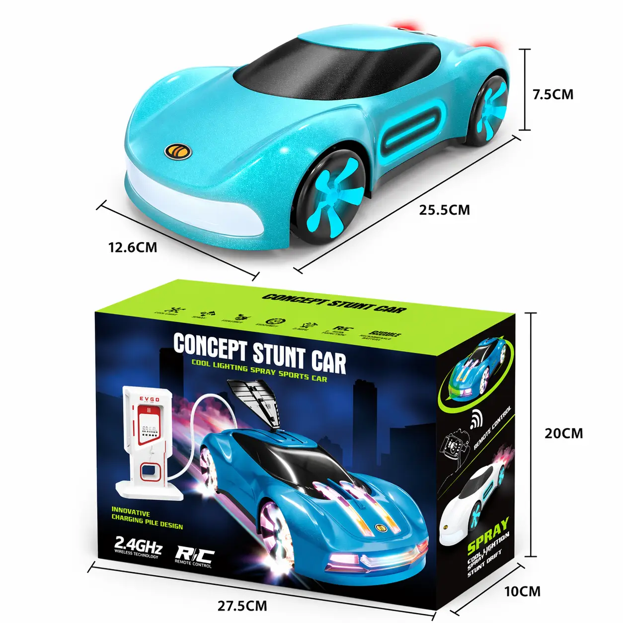 RC Stunt Auto met LED Licht & Spray Effect - Afbeelding 3