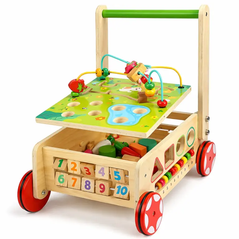 Houten Loopwagen Baby met Activiteitenkubus