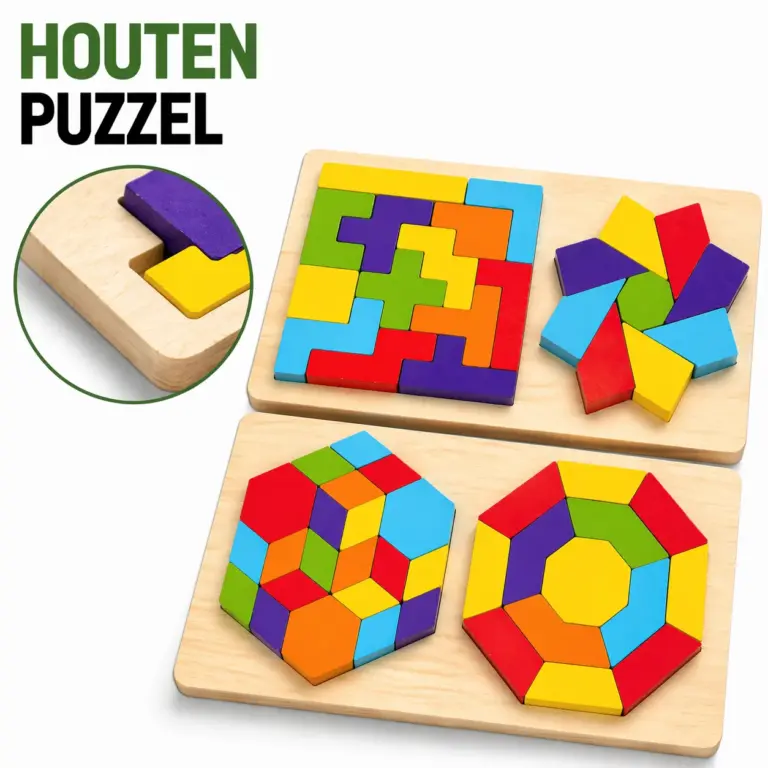 Houten Puzzel Set – Tangram & Vormpuzzel